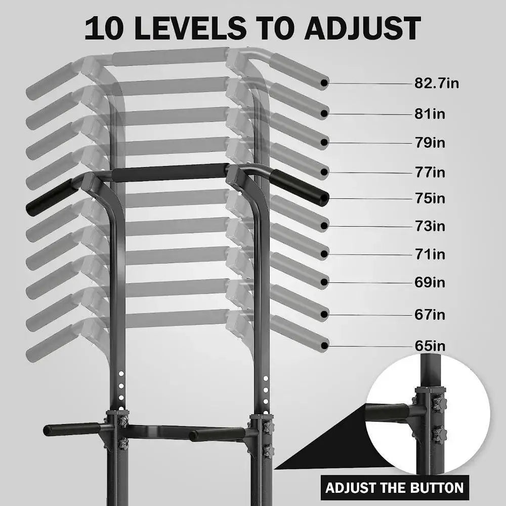 Workout Dip Station Pull Up Bar, Height Adjustable Multi-Function Dip Stand for Home Gym Strength Training Fitness Equipment
