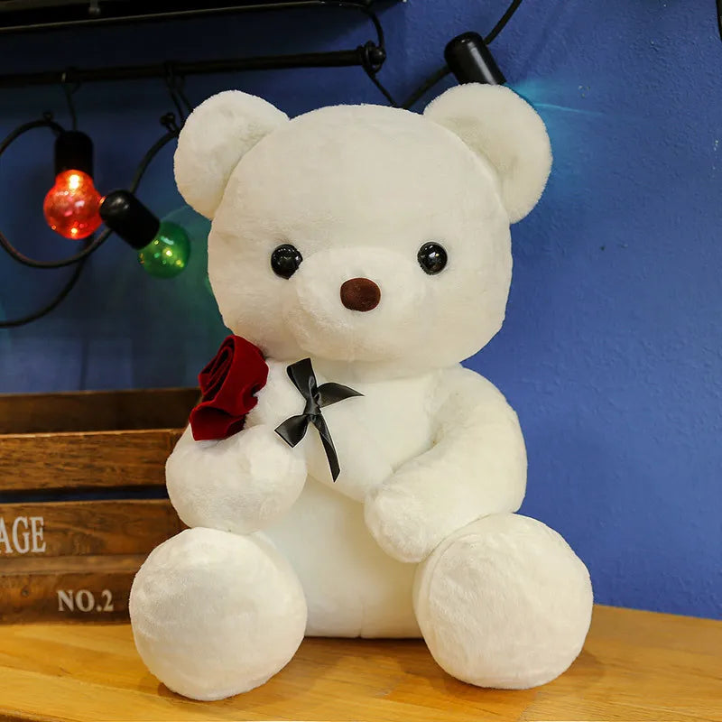 30-50cm Kawaii Rose Bear for Valentines Day Gift Teddy Bears Stuffed Animal Rose Bear Doll Valentine's Day Gift for Girlfriend