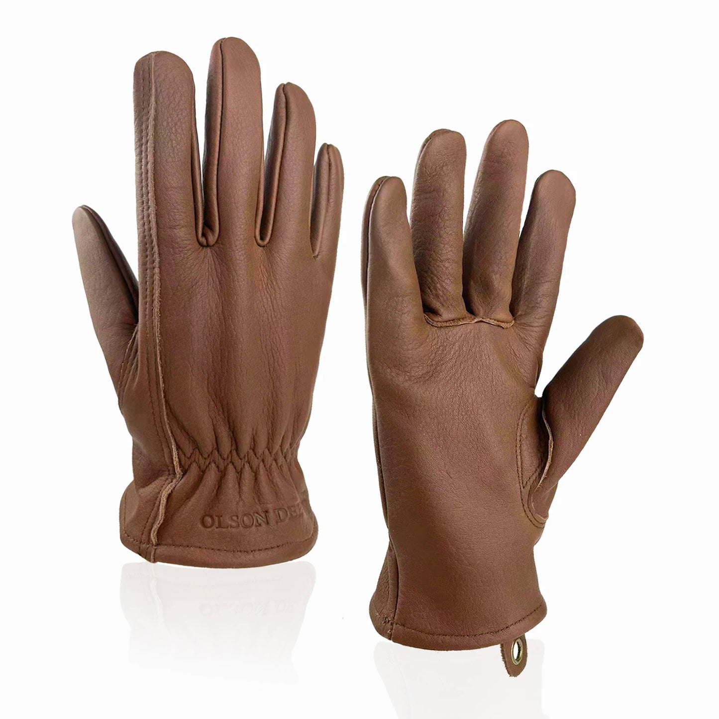 Brown Leather Work Gloves for Cutting/Motorcycle/Farm,Cowhide Work Gloves with faded effect for men