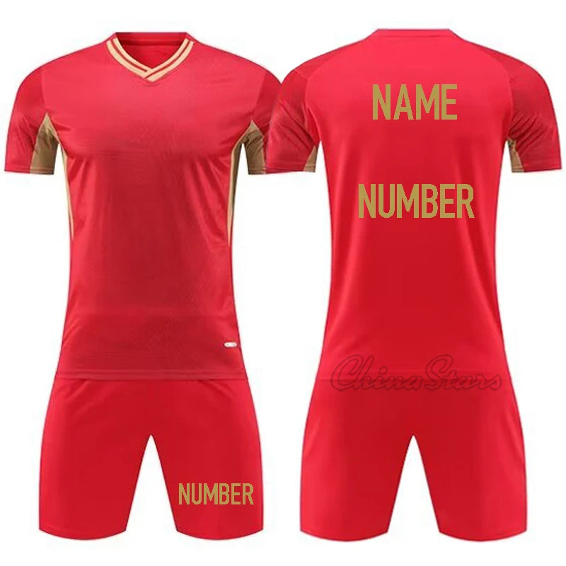 Custom Men Soccer Uniforms For Team Short Sleeve Kits Kids Boys Football Jerseys Sets Quick Dry Sports Shirts Suit Tracksuits