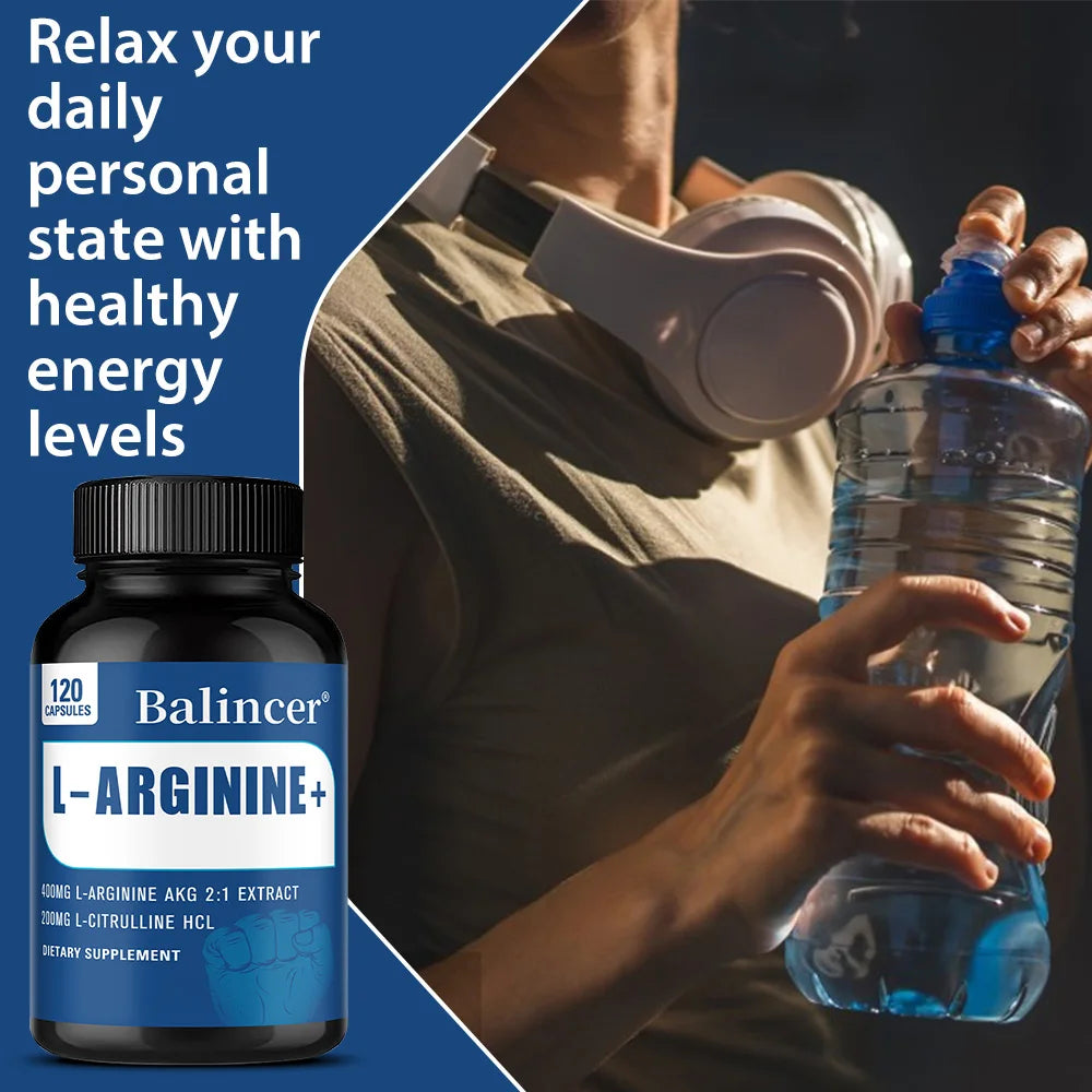 Men's Supplement with L-arginine To Help Build Muscle and Endurance, Provide Pre-workout Energy, and Improve Blood Flow