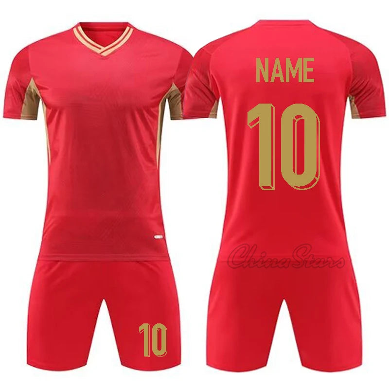 Custom Men Soccer Uniforms For Team Short Sleeve Kits Kids Boys Football Jerseys Sets Quick Dry Sports Shirts Suit Tracksuits