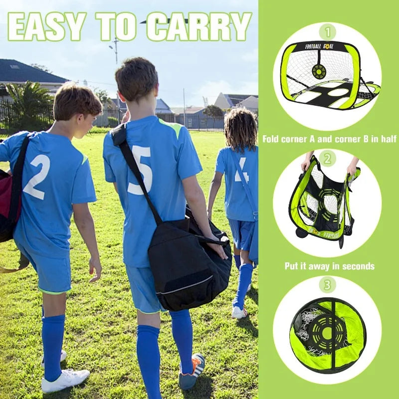 Soccer Goal Portable Kids Soccer Net for Backyard Training Folding Indoor Outdoor Goals Youth Games Sports Play Gift for Boys