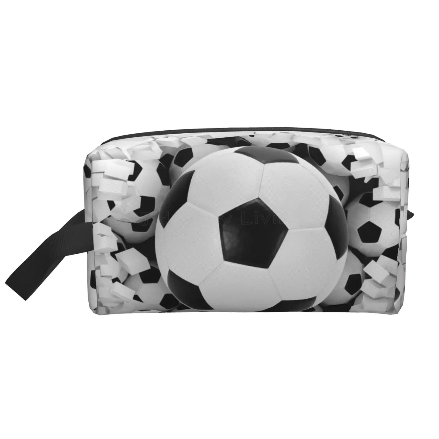 Soccer Football Ball Art Pattern Storage Bags for Men Women Portable Makeup Cosmetic Bag Large Capacity Travel Storage Organizer