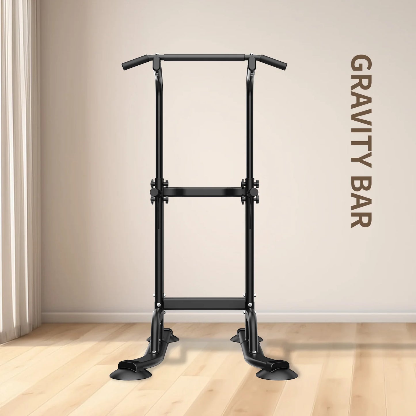 Workout Dip Station Pull Up Bar, Height Adjustable Multi-Function Dip Stand for Home Gym Strength Training Fitness Equipment