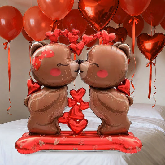 Valentine's Day Kiss Love Bear Aluminum Film Balloon Valentine's Day Proposal Wedding Party Shower Birthday Decoration