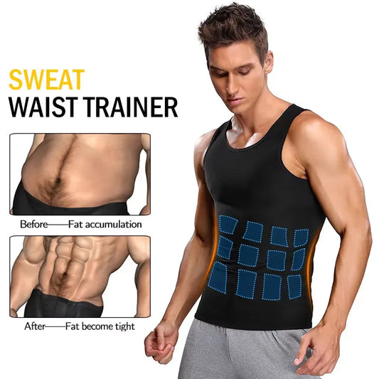 Men Body Shaper Waist Trainer Sweat Vest Compression Shirt Weight Loss Slimming Shapewear Workout Tank Tops Fitness