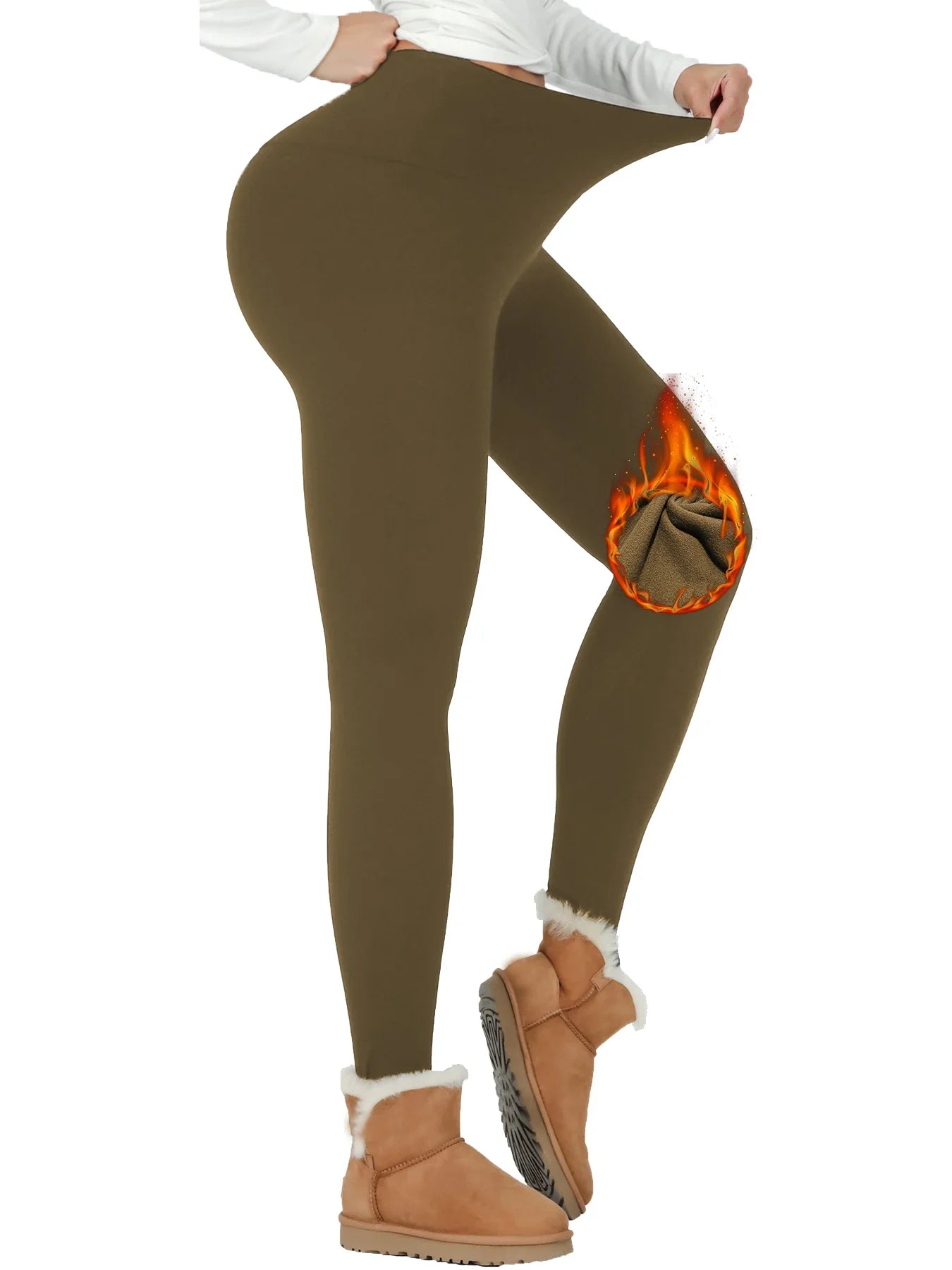 Womens Thermal Fleece Lined High Waisted Leggings. Workout Winter Warm Thick Tights Soft Yoga Pants