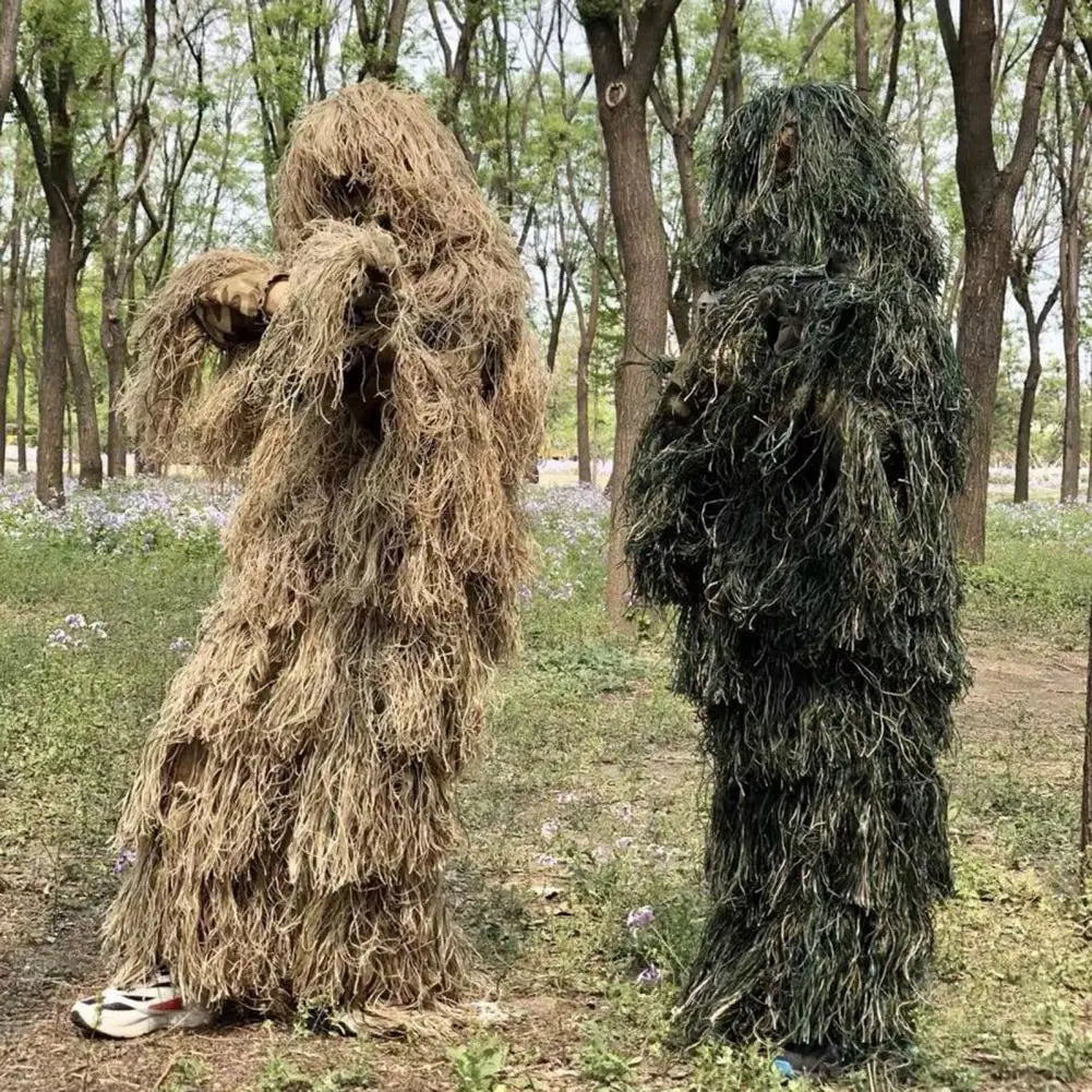 Hunting Ghillie Suit with Jacket Pants Hood Garland Carry Bag 3D Camouflage Hunting Apparel Youth Adults Woodland Clothes