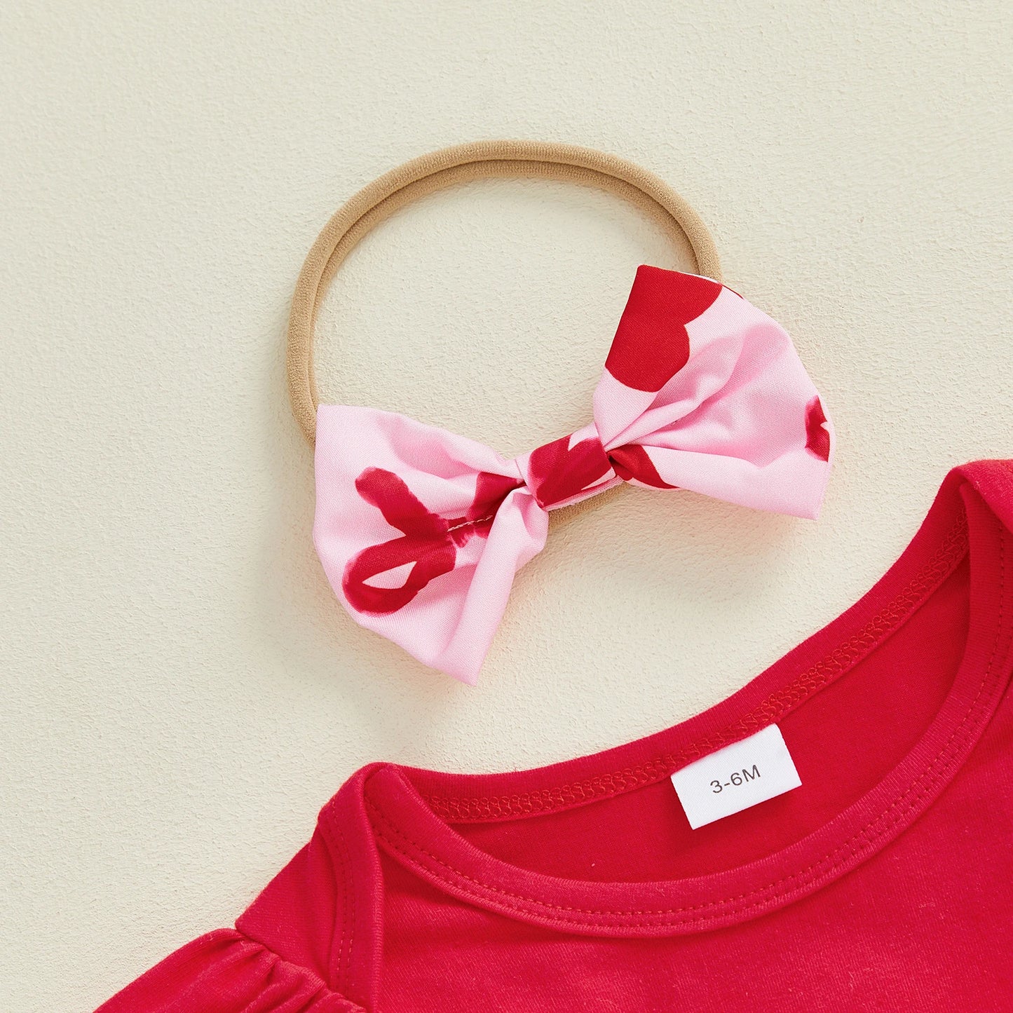 Infant Baby Girl Valentines Day Outfit Fashion Long Sleeve Letters Heart Printed Romper with Ruffle Skort Headband and Stockings