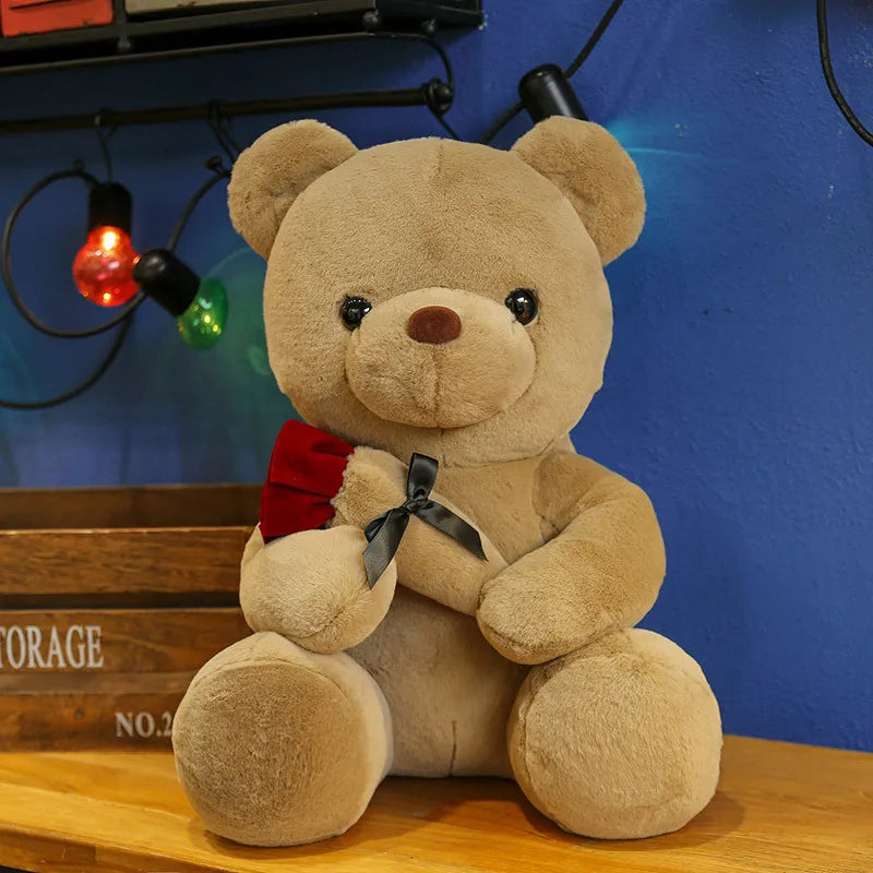 30-50cm Kawaii Rose Bear for Valentines Day Gift Teddy Bears Stuffed Animal Rose Bear Doll Valentine's Day Gift for Girlfriend