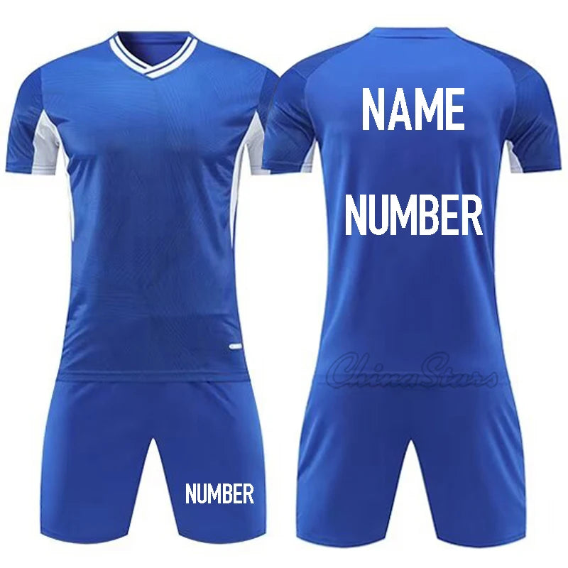 Custom Men Soccer Uniforms For Team Short Sleeve Kits Kids Boys Football Jerseys Sets Quick Dry Sports Shirts Suit Tracksuits