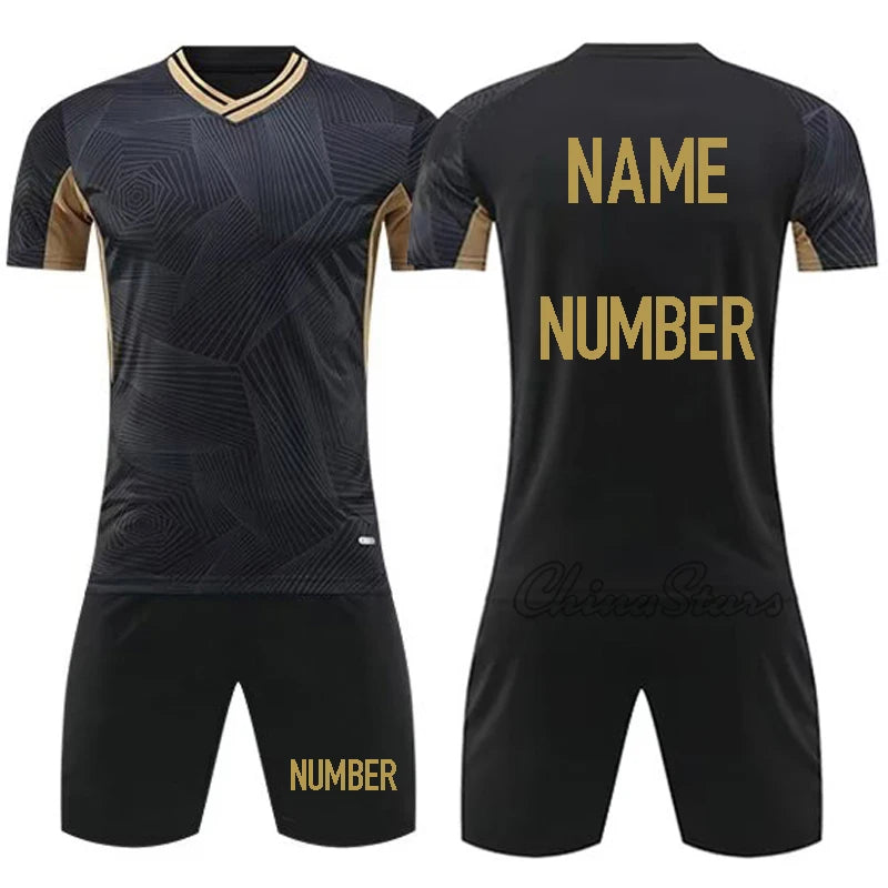 Custom Men Soccer Uniforms For Team Short Sleeve Kits Kids Boys Football Jerseys Sets Quick Dry Sports Shirts Suit Tracksuits