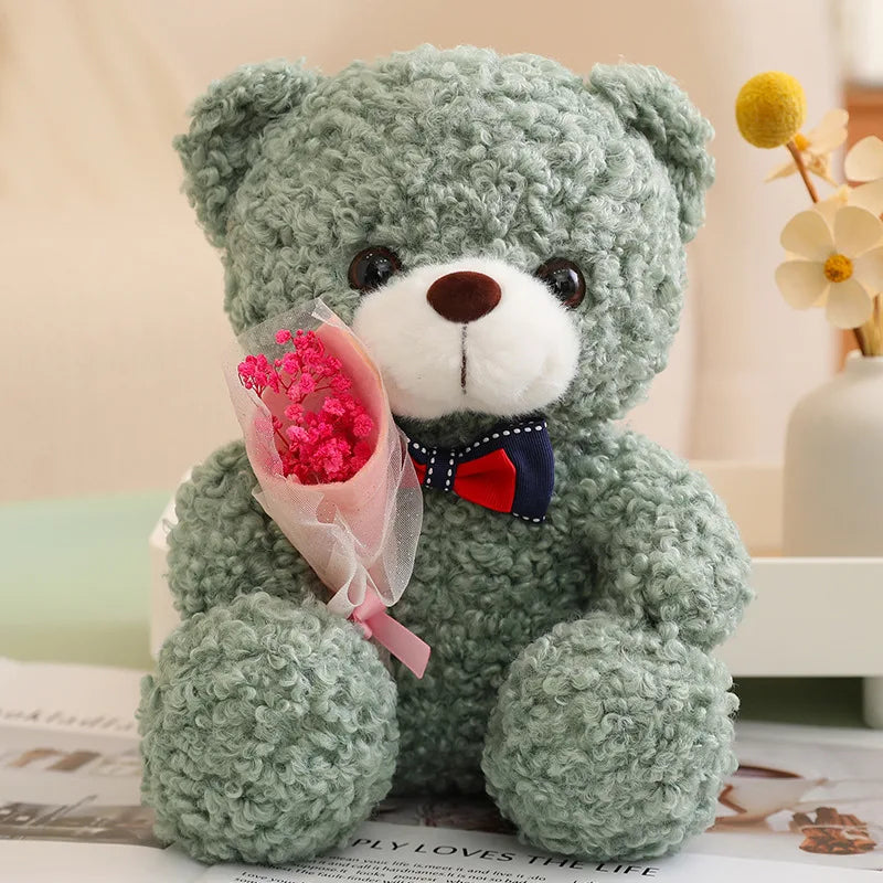 Teddy Bear Doll 25cm Kawaii Hug Bouquet Teddy Bear Plush Toy Stuffed Animal Bear Valentine Day Romantic Gift Graduation Gift