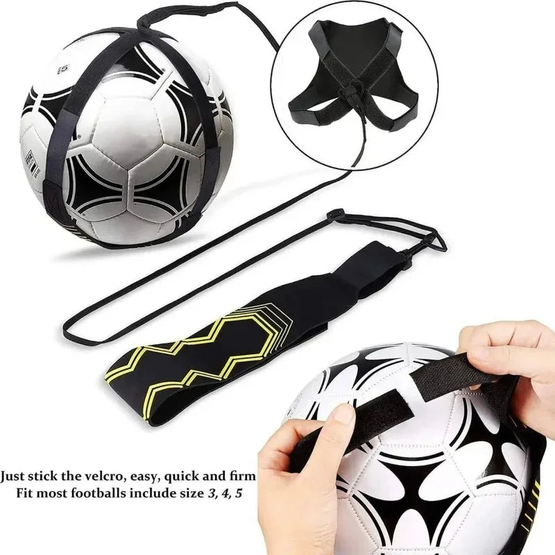 Football Kick Trainer Soccer Training Aids Hands Free Throw Sole Practice Equipment for Kids with Adjustable Belt Elastic Rope..