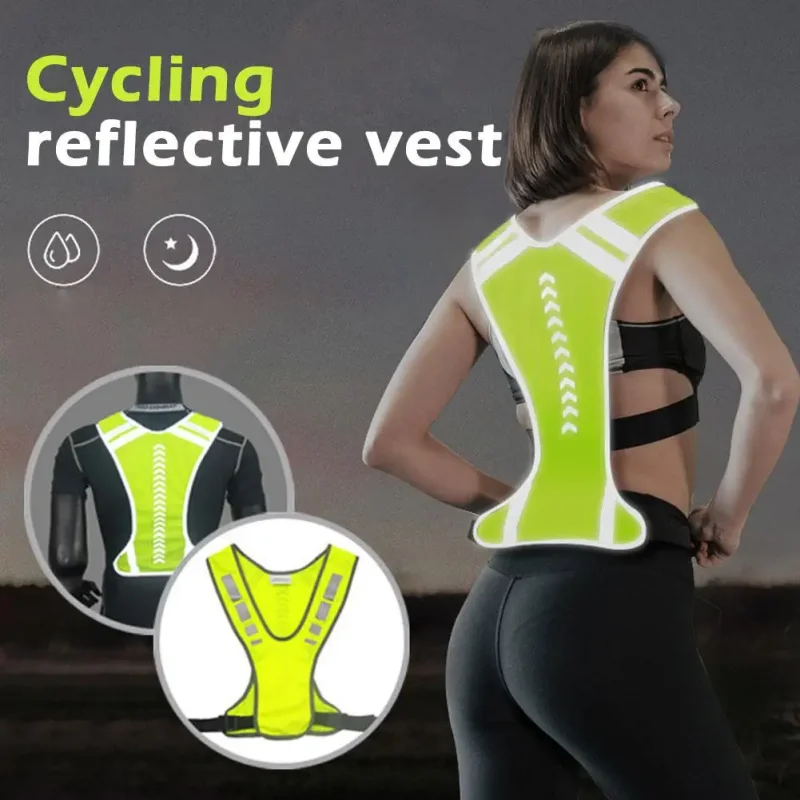 Outdoor Sports Reflective-Cloth Supplies Elastic Vest Night Running Cycling Adjustable Safety-Vest Riding Gear Mesh Tank Tops