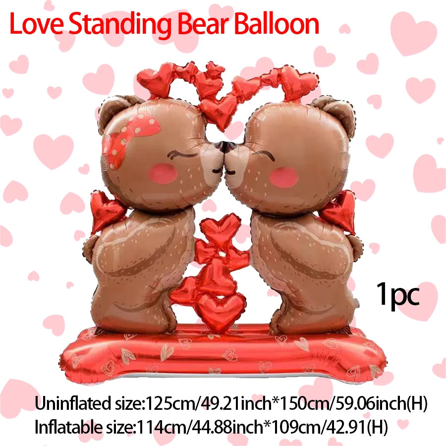 Valentine's Day Kiss Love Bear Aluminum Film Balloon Valentine's Day Proposal Wedding Party Shower Birthday Decoration
