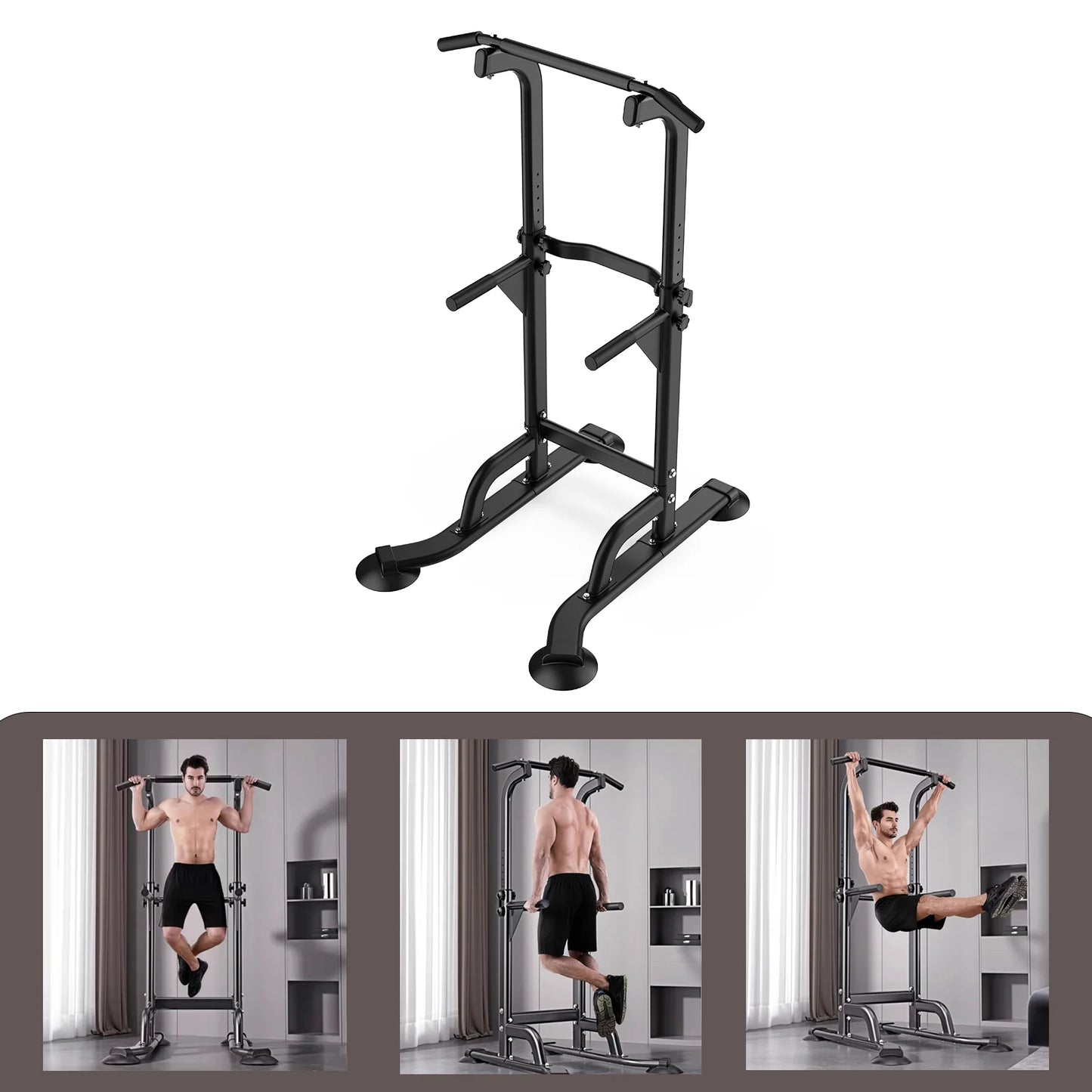 Workout Dip Station Pull Up Bar, Height Adjustable Multi-Function Dip Stand for Home Gym Strength Training Fitness Equipment