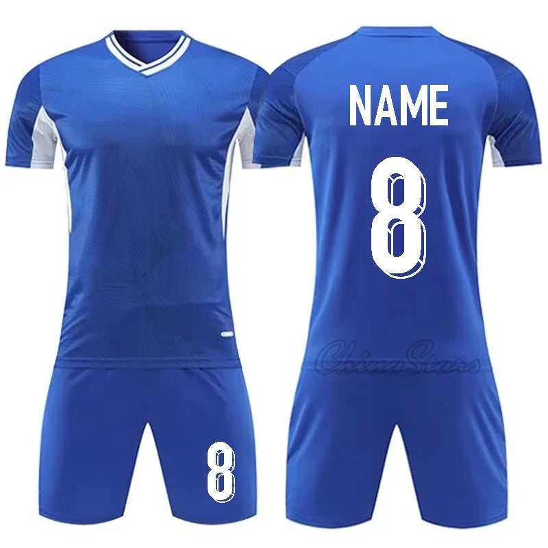 Custom Men Soccer Uniforms For Team Short Sleeve Kits Kids Boys Football Jerseys Sets Quick Dry Sports Shirts Suit Tracksuits