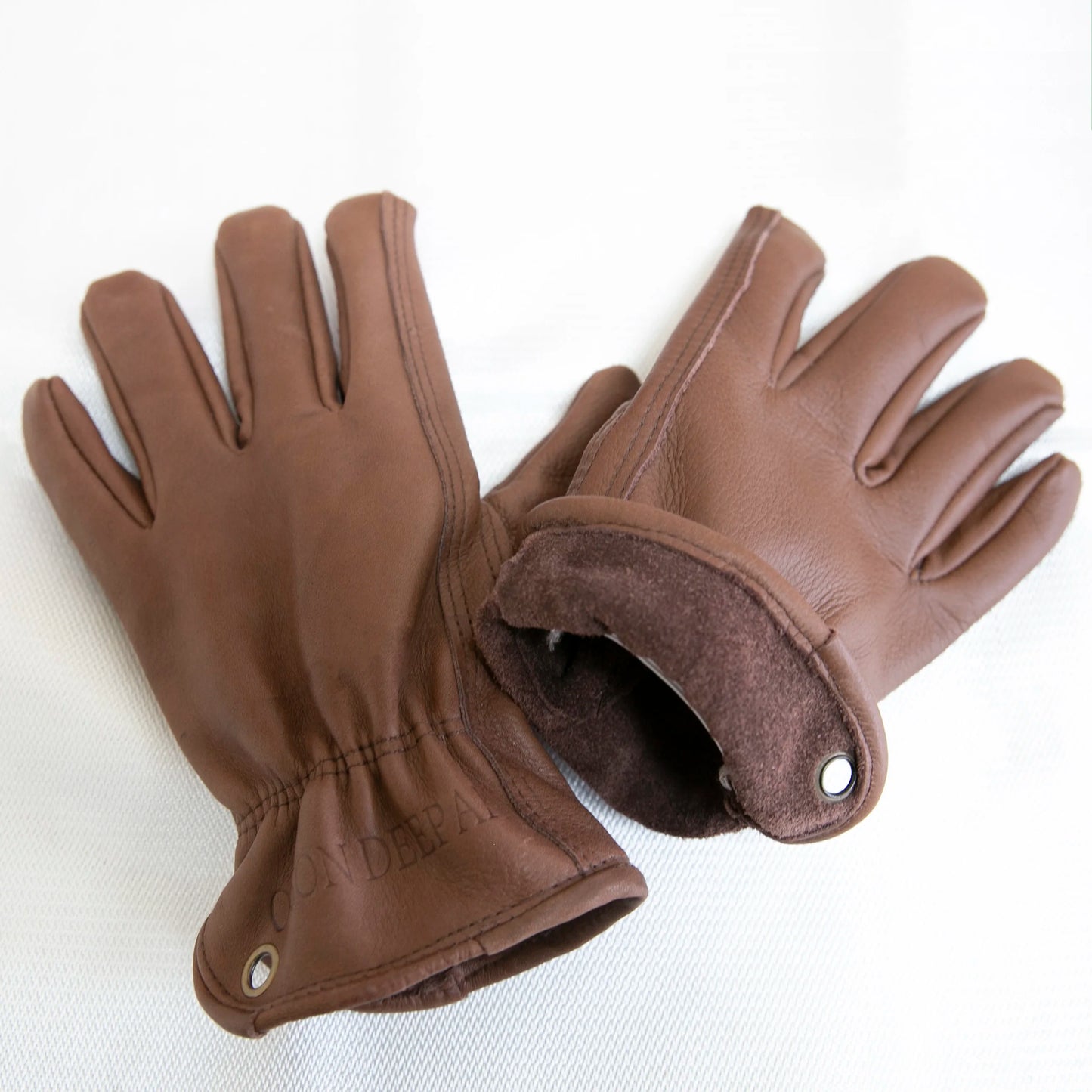 Brown Leather Work Gloves for Cutting/Motorcycle/Farm,Cowhide Work Gloves with faded effect for men