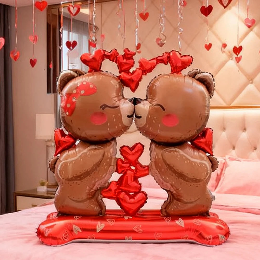 Valentine's Day Kiss Love Bear Aluminum Film Balloon Valentine's Day Proposal Wedding Party Shower Birthday Decoration