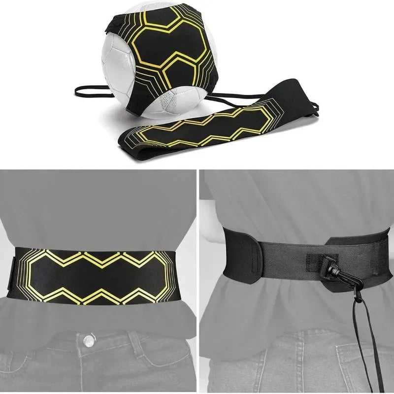 Football Kick Trainer Soccer Training Aids Hands Free Throw Sole Practice Equipment for Kids with Adjustable Belt Elastic Rope..