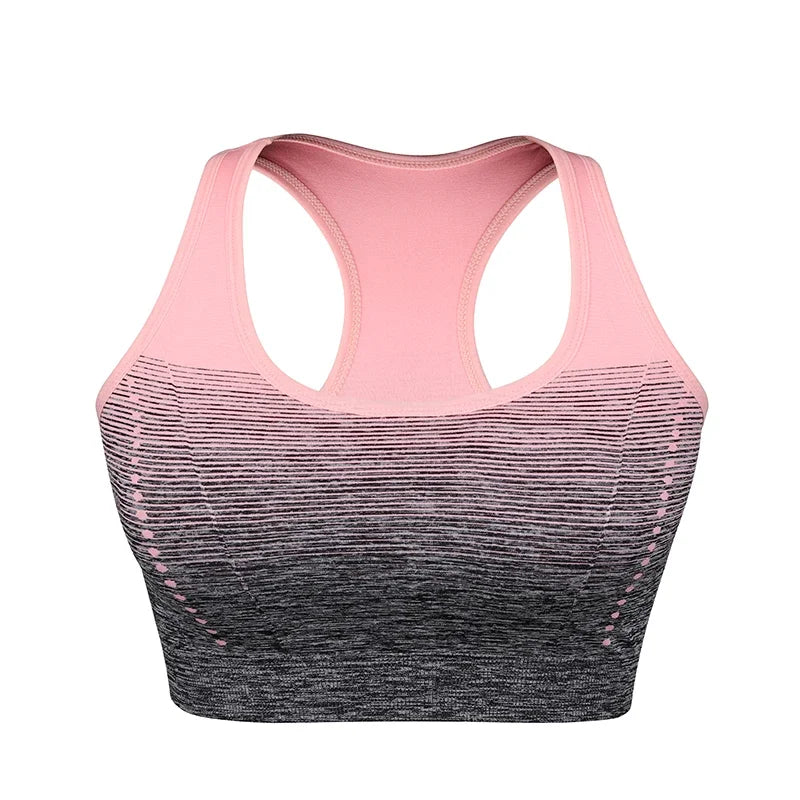 Sports Bra High Stretch Breathable Top Fitness Women Padded for Running Yoga Gym Seamless Crop Bra Gradient Sport Bra