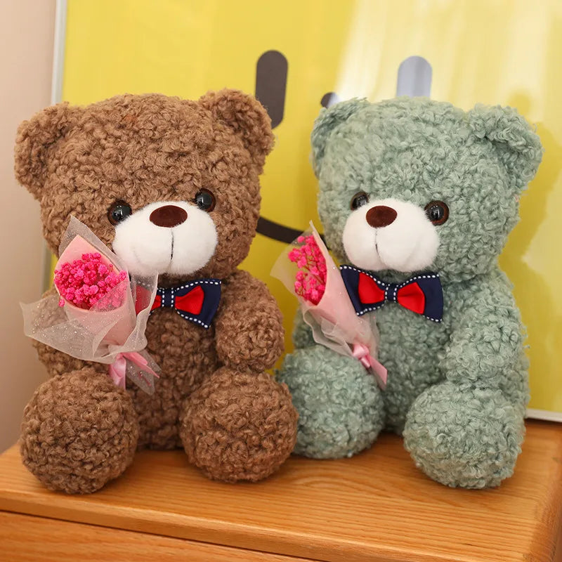 Teddy Bear Doll 25cm Kawaii Hug Bouquet Teddy Bear Plush Toy Stuffed Animal Bear Valentine Day Romantic Gift Graduation Gift