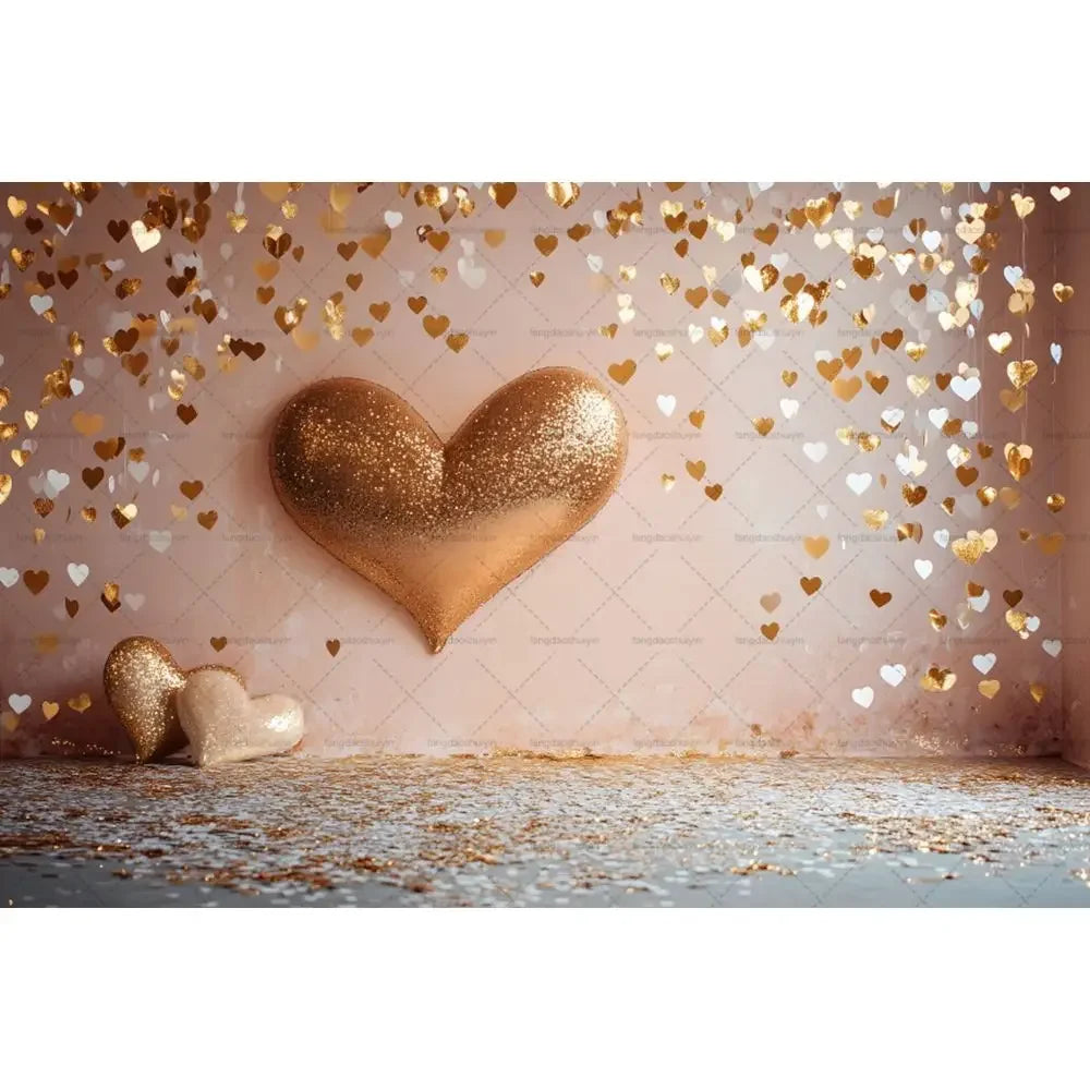 Valentine's Day Backdrops February 14 Glitter Light Bokeh Love Heart Balloons Valentine Portrait Photography Background Banner
