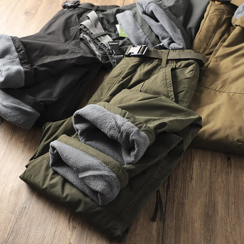 Outdoor Workwear Pants Men's Loose Fce Lined Thi Soft ell Hiking Pants Windproof Waterproof Polyester Fiber Straight Leg