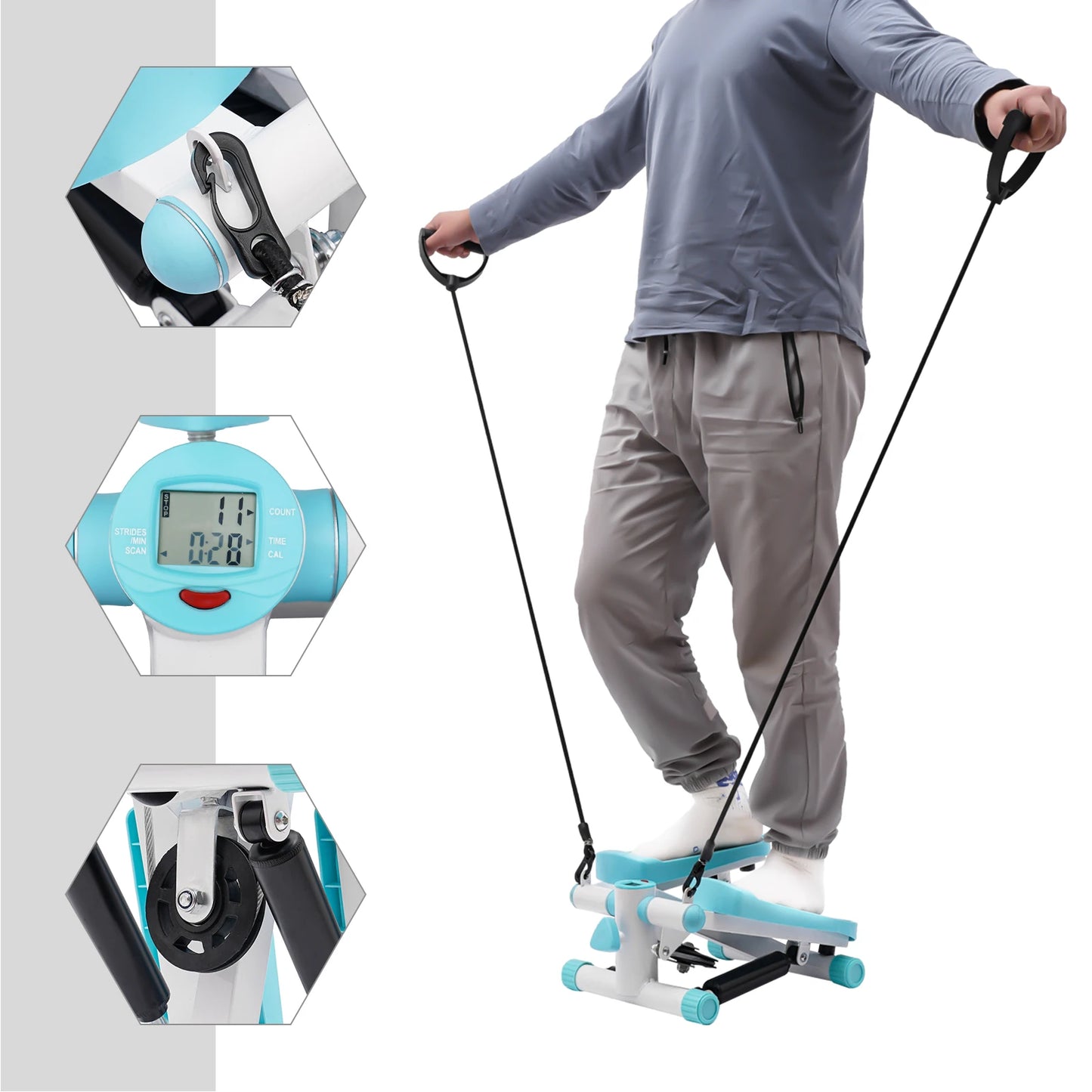 Portable Exercise Stepping Machine Fitness Stepper Fitness Mini Stepper for Home Office Workout Gym