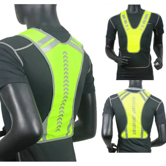 Outdoor Sports Reflective-Cloth Supplies Elastic Vest Night Running Cycling Adjustable Safety-Vest Riding Gear Mesh Tank Tops