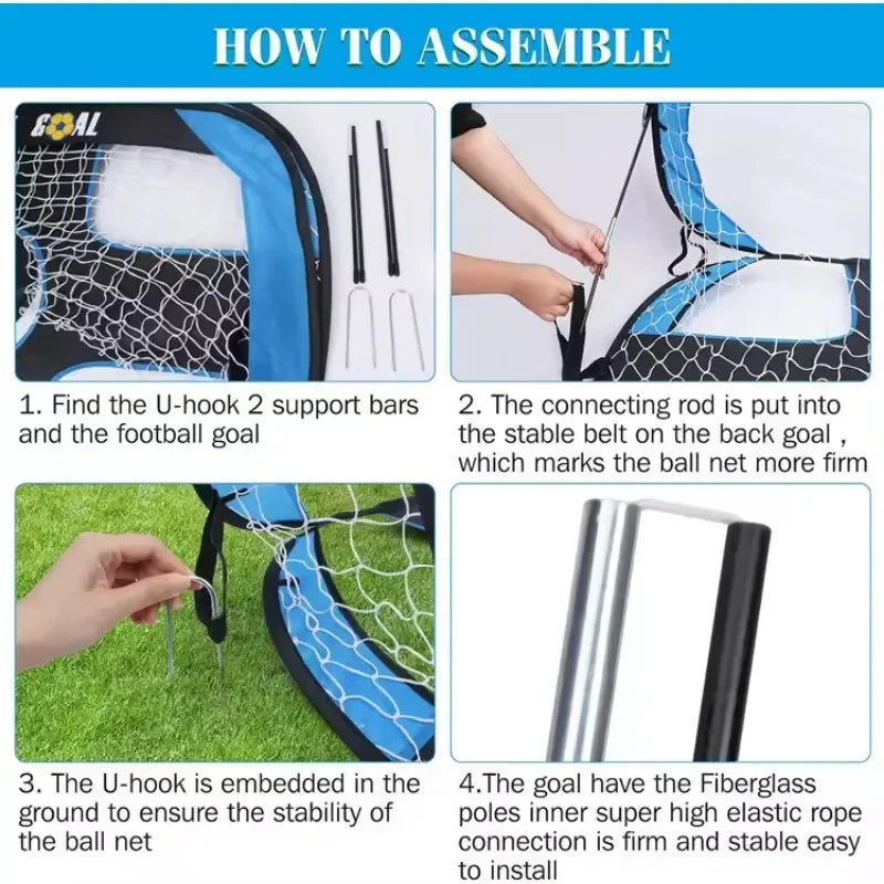 Soccer Goal Portable Kids Soccer Net for Backyard Training Folding Indoor Outdoor Goals Youth Games Sports Play Gift for Boys