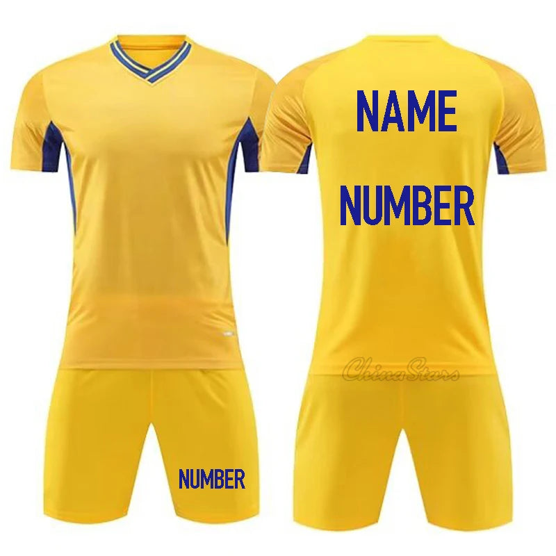 Custom Men Soccer Uniforms For Team Short Sleeve Kits Kids Boys Football Jerseys Sets Quick Dry Sports Shirts Suit Tracksuits