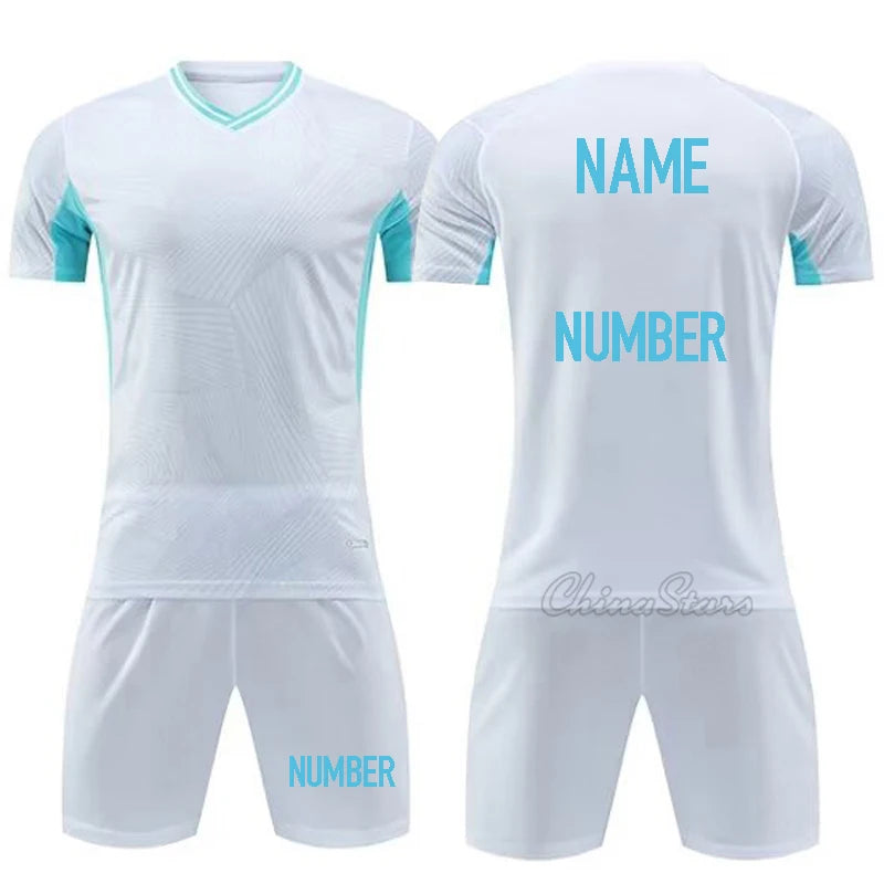 Custom Men Soccer Uniforms For Team Short Sleeve Kits Kids Boys Football Jerseys Sets Quick Dry Sports Shirts Suit Tracksuits