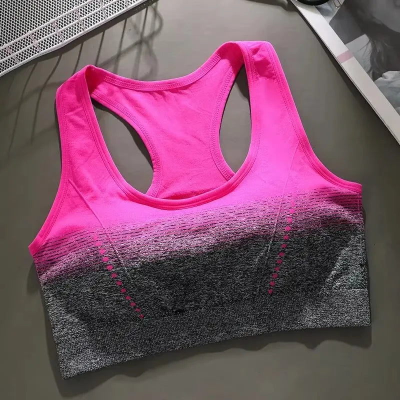 Sports Bra High Stretch Breathable Top Fitness Women Padded for Running Yoga Gym Seamless Crop Bra Gradient Sport Bra