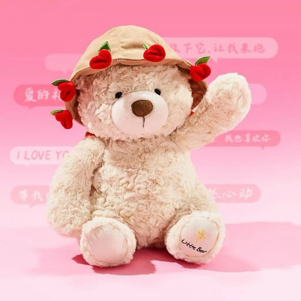 Kawaii Teddy Bear with Roses Plush Toy Soft Bear Stuffed Doll Romantic Gift for Lover Home Decor Valentine's Day Gifts for Girls