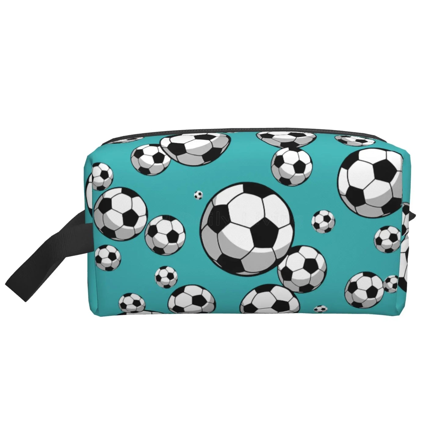 Soccer Football Ball Art Pattern Storage Bags for Men Women Portable Makeup Cosmetic Bag Large Capacity Travel Storage Organizer