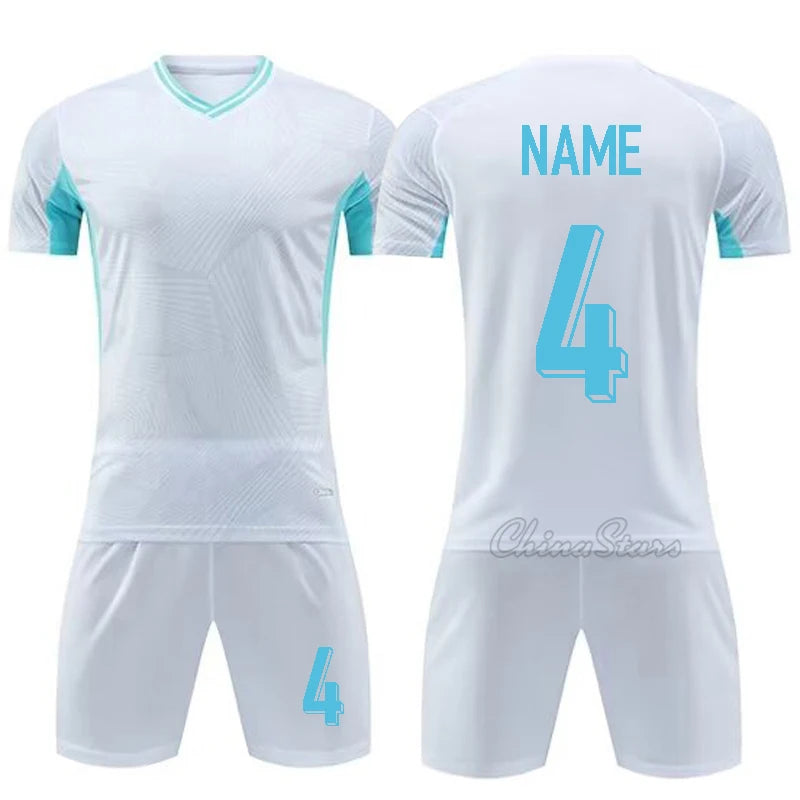 Custom Men Soccer Uniforms For Team Short Sleeve Kits Kids Boys Football Jerseys Sets Quick Dry Sports Shirts Suit Tracksuits