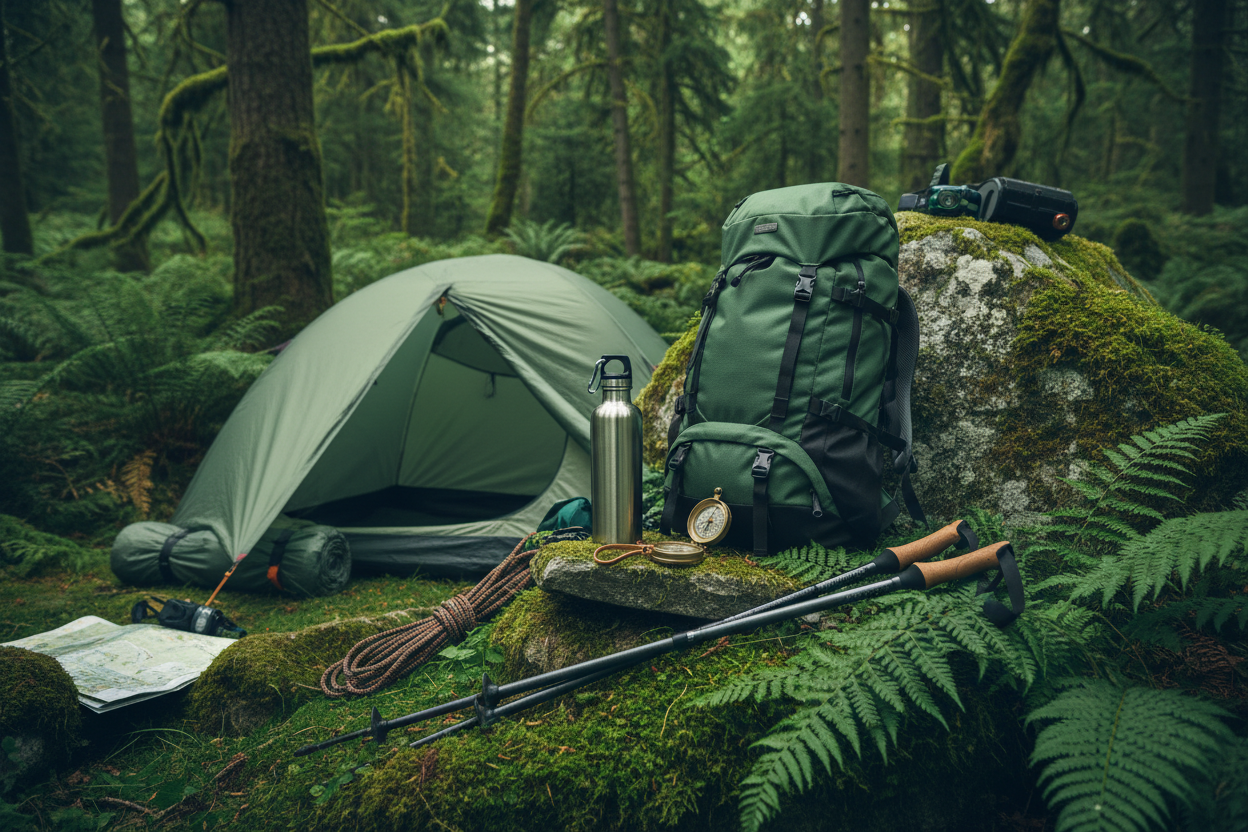 Outdoor gear. Cool green image